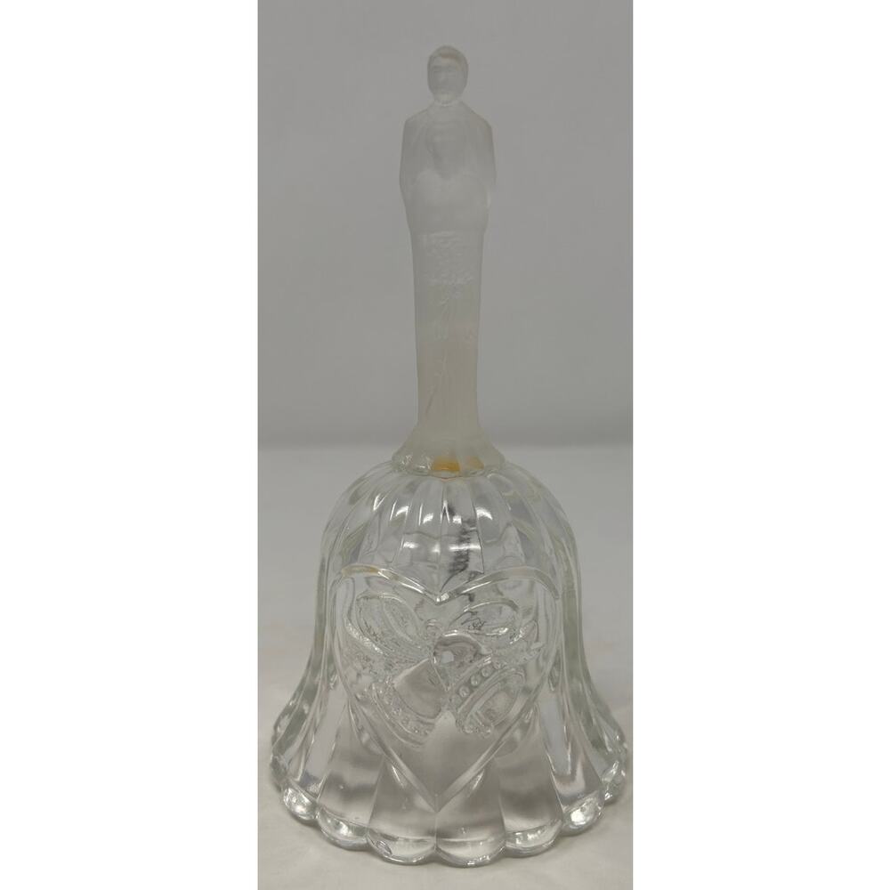 Crystal Glass‎ Anniversary Wedding Bell Bride/Groom Handle Heart/Ribbon Design